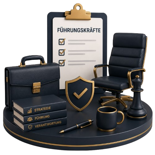 Führungskräfte – Bürostuhl, Aktentasche, Strategie und Verantwortung
